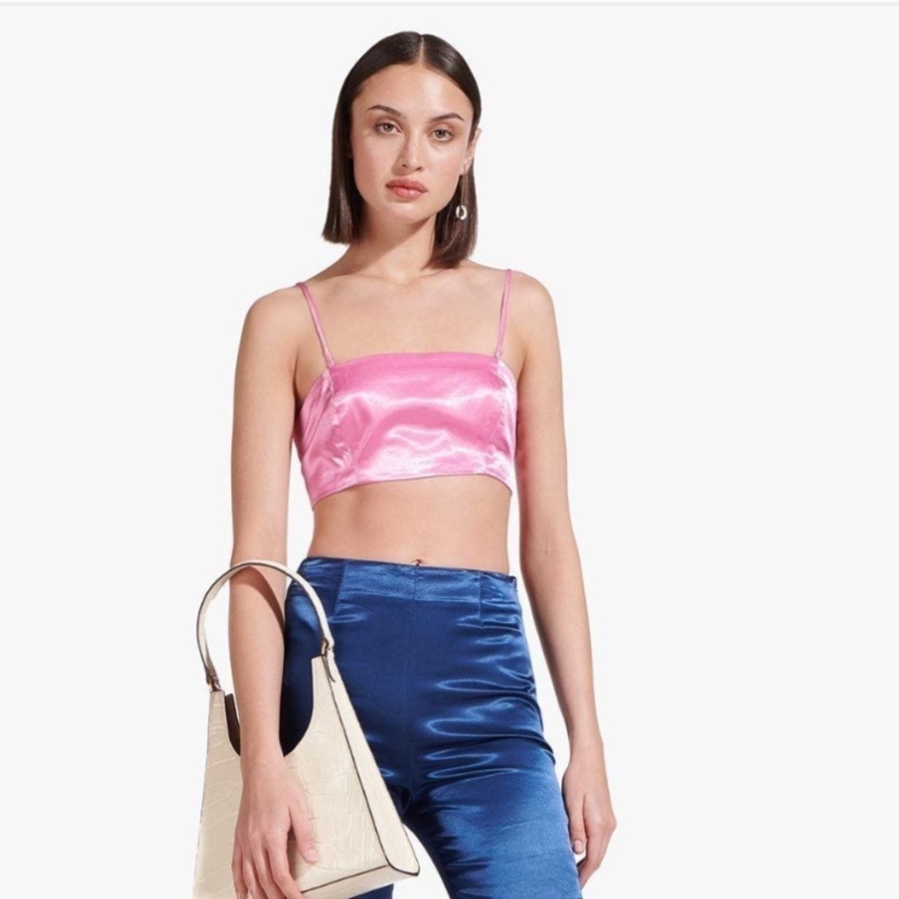 NWT! STAUD “Alessi” Satin Cropped Top In Wild Orchid Size 0